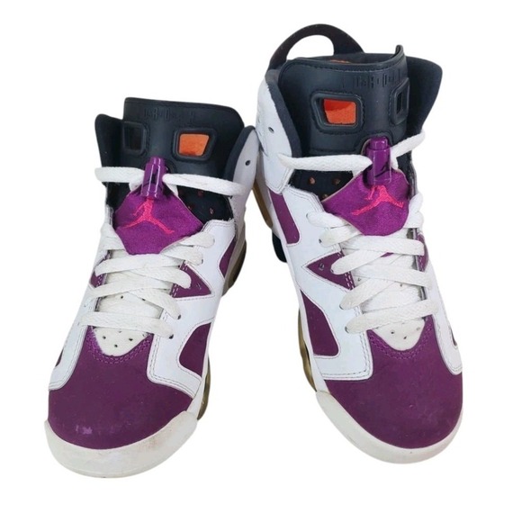Air Jordan 6 Retro Grape Athletic Shoes Youth 4Y Womens 5.5 Purple White Sneaker - Picture 7 of 16